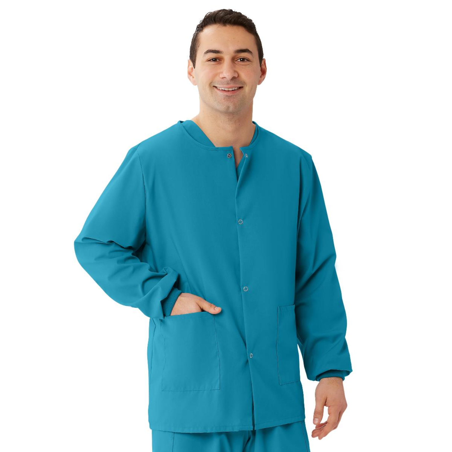 MEDLINE AngelStat Unisex Snap-Front Warm-Up Scrub Jacket - 849
