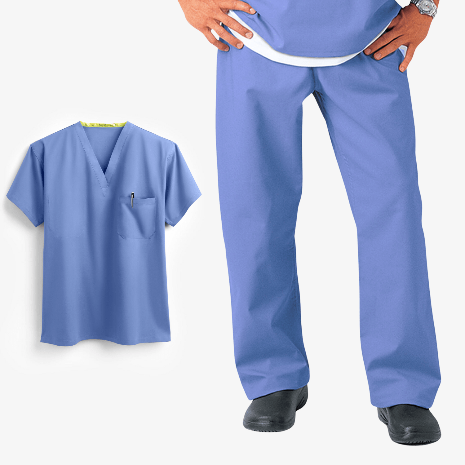 FASHION SEAL 100% Cotton Unisex Reversible Pants and Top Scrubs Set