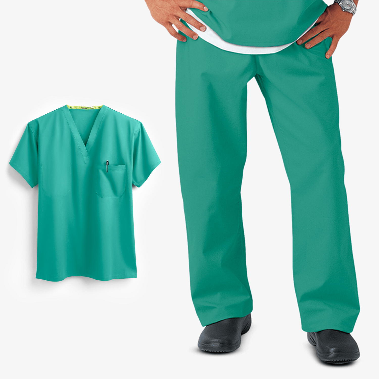 FASHION SEAL 100% Cotton Unisex Reversible Pants and Top Scrubs Set