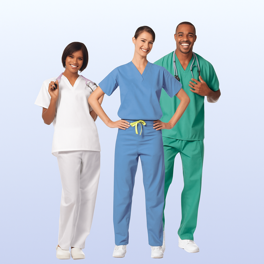 FASHION SEAL 100% Cotton Unisex Reversible Pants and Top Scrubs Set