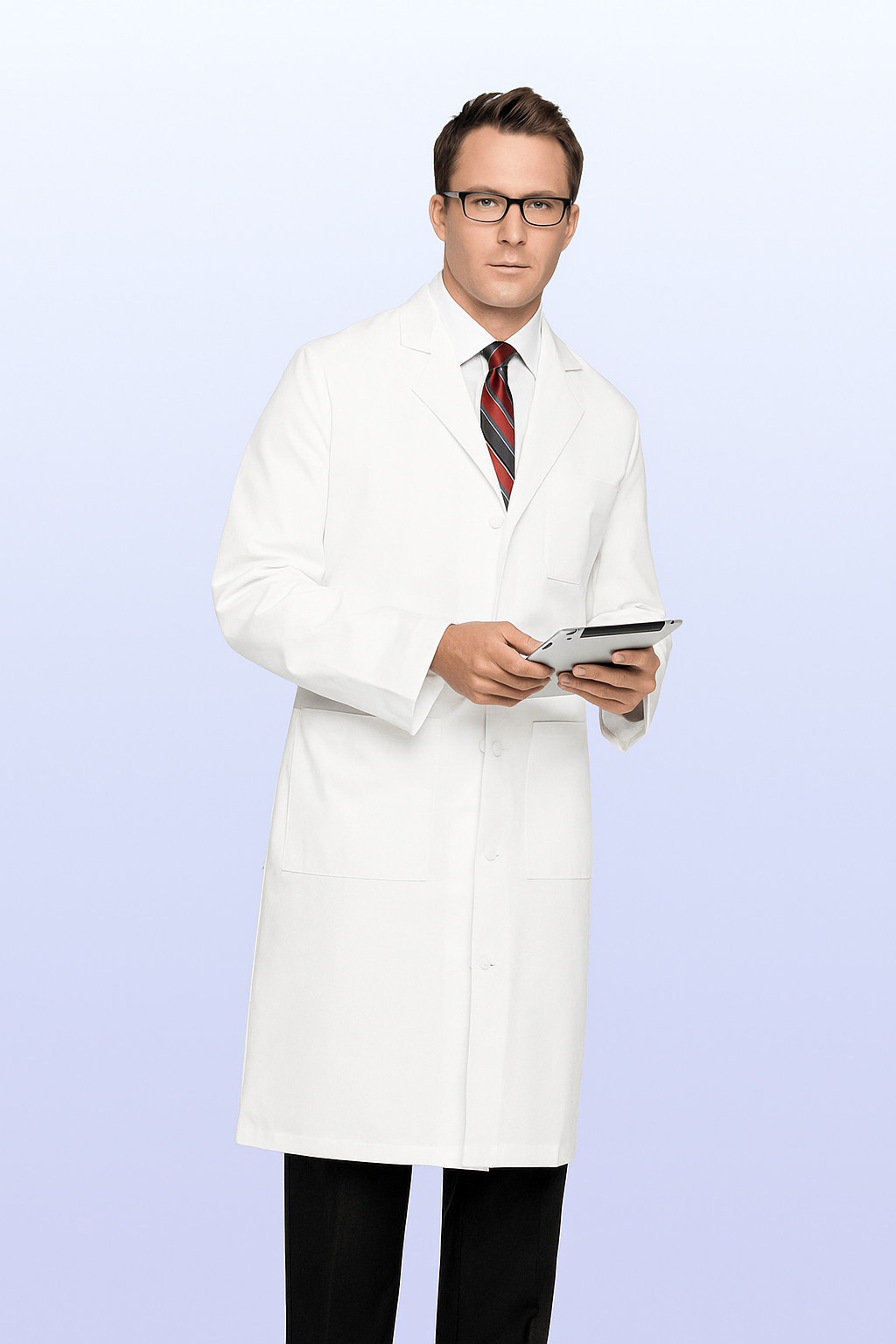 LANDAU Men's 3-Pocket Full-Length White Lab Coat - 3138