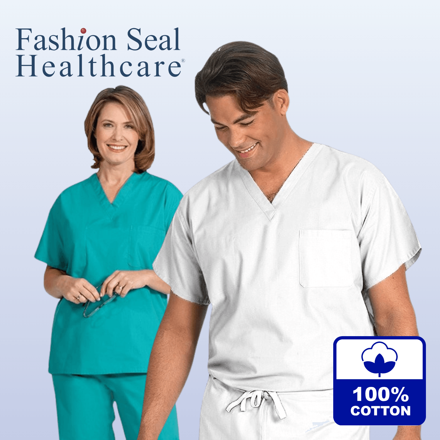 FASHION SEAL Unisex 100% Cotton Reversible Scrub Top