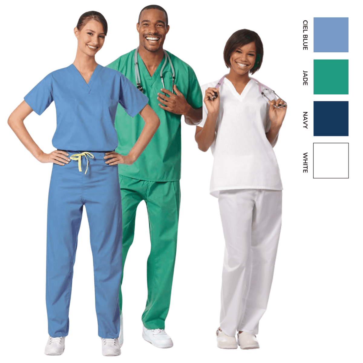 FASHION SEAL Unisex 100% Cotton Reversible Drawcord Scrub Pants - Fine Scrubs