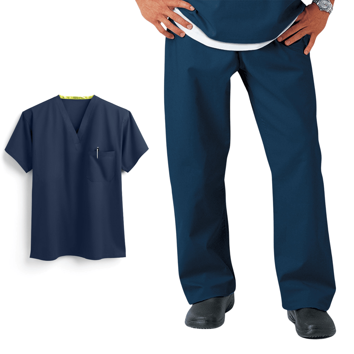 FASHION SEAL 100% Cotton Unisex Reversible Pants and Top Scrubs Set - Fine Scrubs