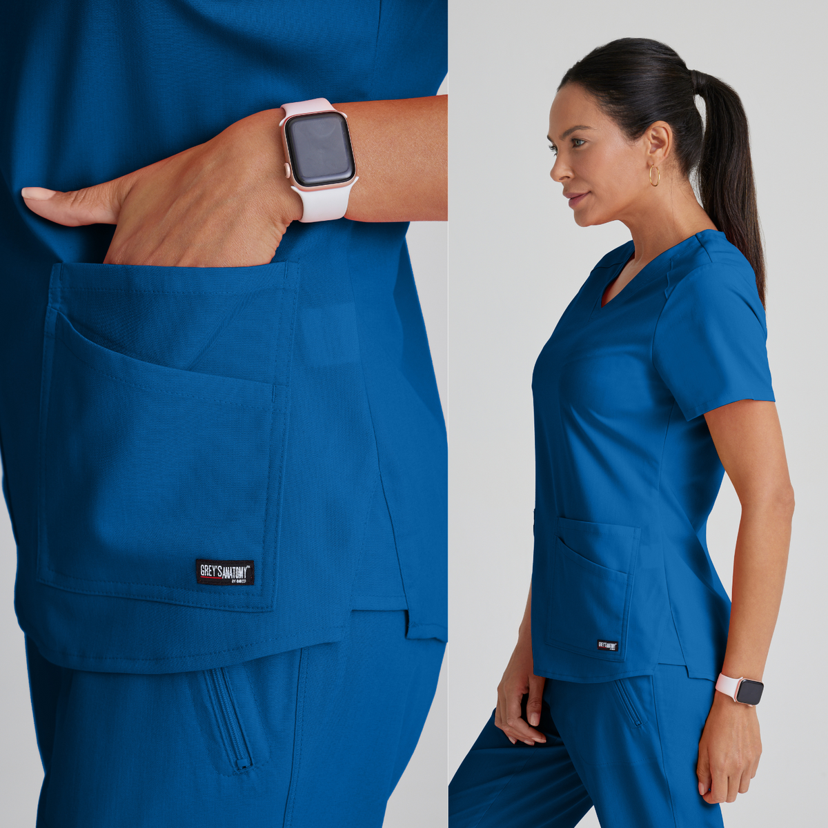 GREY'S ANATOMY STRETCH Emma Top - 4 Pocket Scrub Top - PLUS GRST011X
