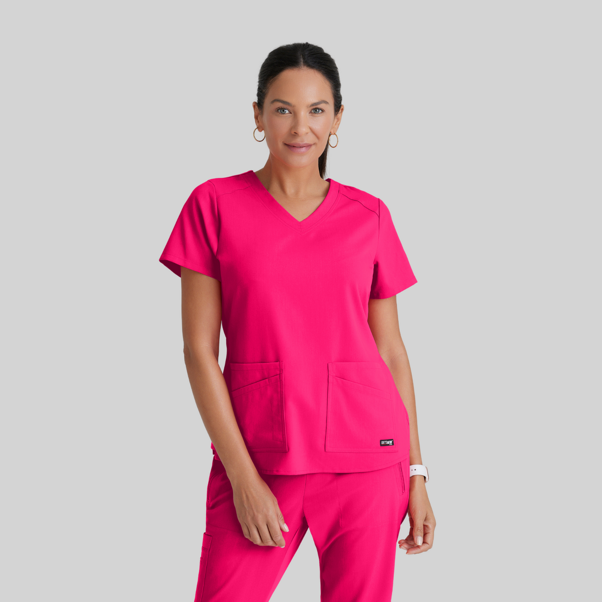 GREY'S ANATOMY STRETCH Emma Top - 4 Pocket Scrub Top - PLUS GRST011X