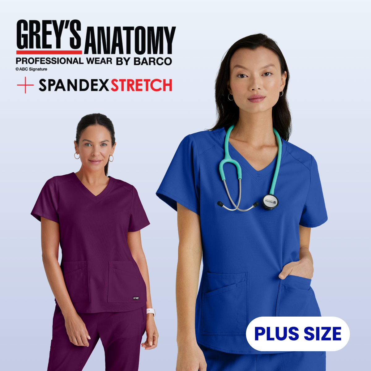 GREY'S ANATOMY STRETCH Emma Top - 4 Pocket Scrub Top - PLUS GRST011X