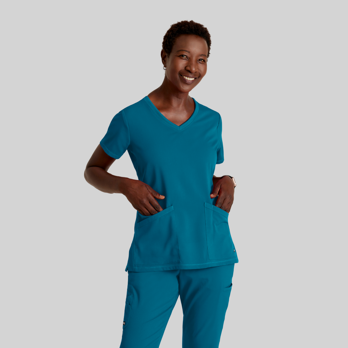 GREY'S ANATOMY STRETCH Serena Top - Women's V-Neck Antimicrobial Scrub Top - REGULAR GRST045