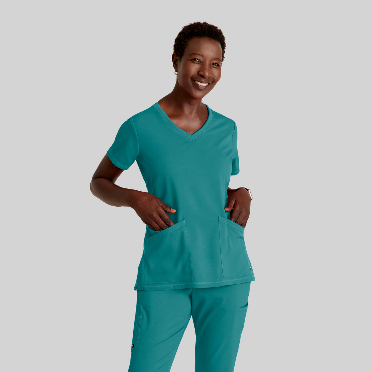 GREY'S ANATOMY STRETCH Serena Top - Women's V-Neck Antimicrobial Scrub Top - REGULAR GRST045