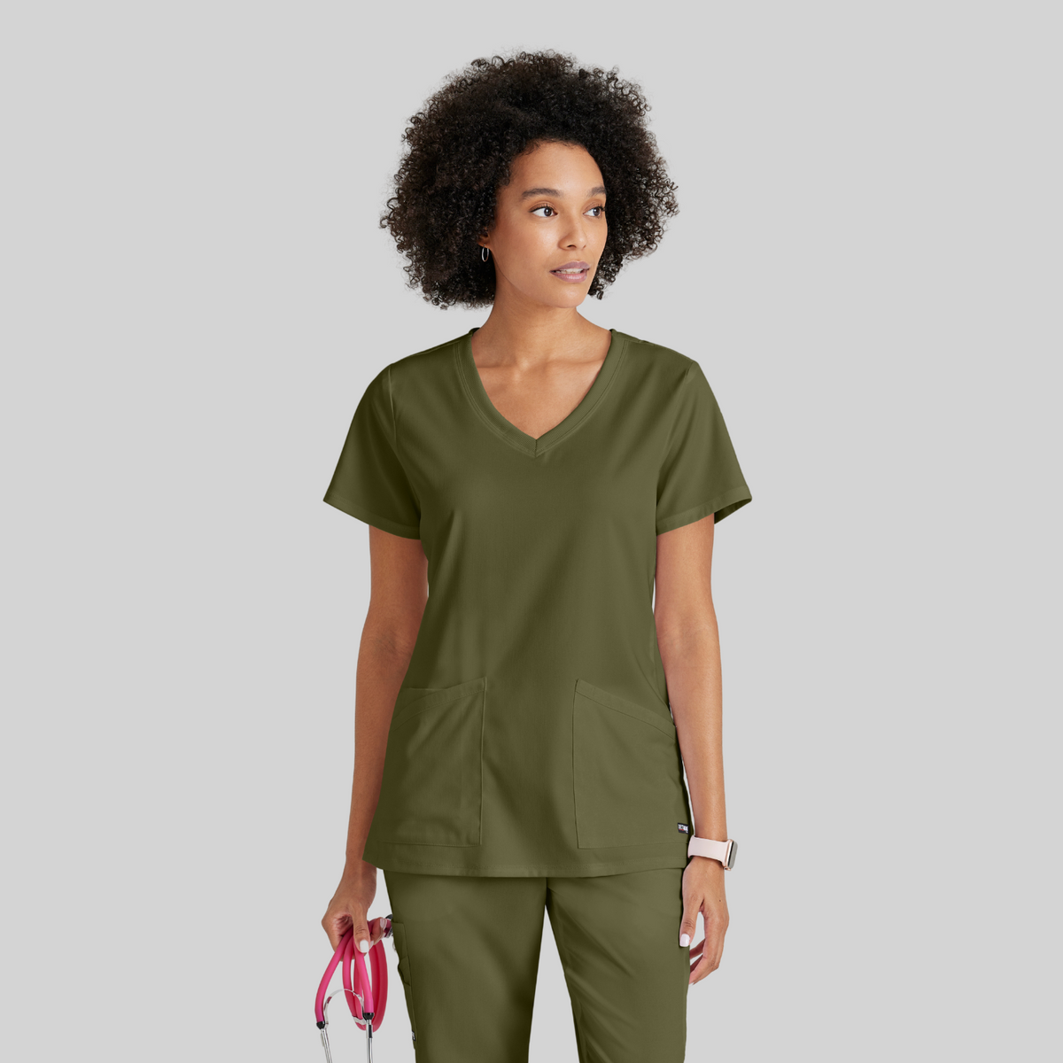 GREY'S ANATOMY STRETCH Serena Top - Women's V-Neck Antimicrobial Scrub Top - REGULAR GRST045
