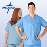 MEDLINE Angelstat Unisex Reversible V-Neck 1-Pocket Scrub Top - 610 — thumbnail 1