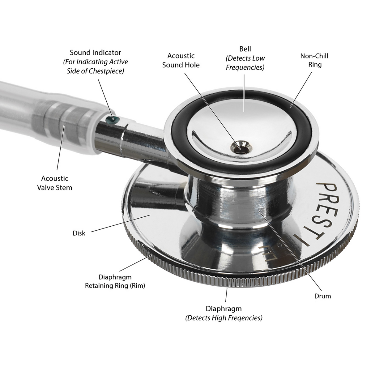 PRESTIGE MEDICAL Ultra-Sensitive Dual Head Stethoscope - Fine Scrubs