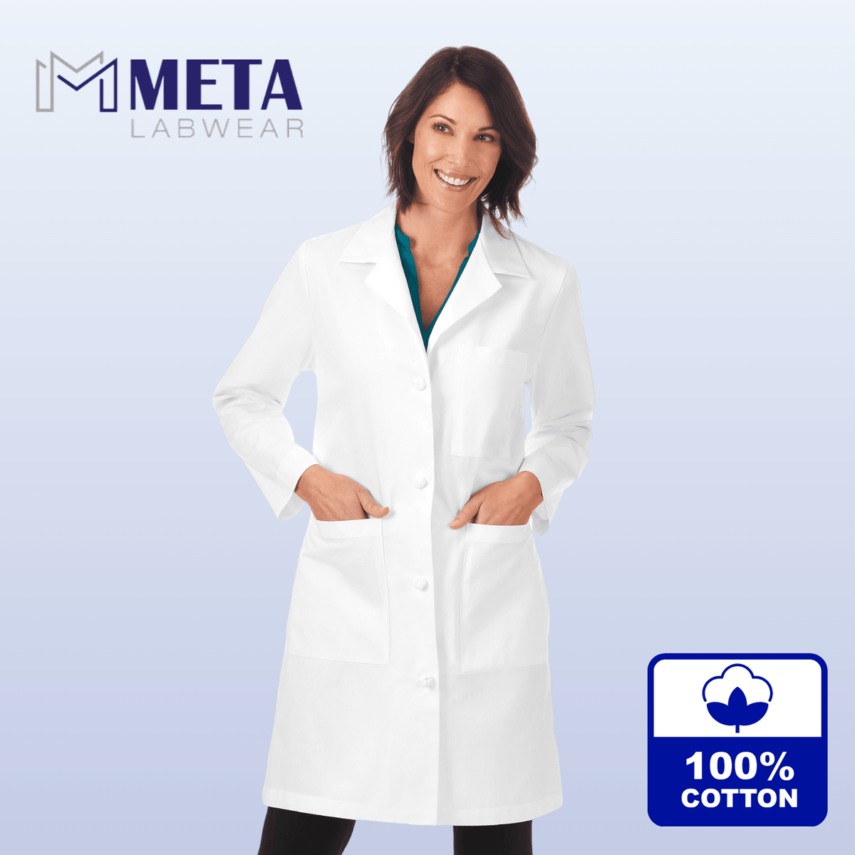 META Labwear 38" Women's Knot Button iPad Lab Coat - 763