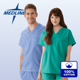 MEDLINE CottonCare Unisex 100% Cotton Reversible V-Neck Top - 6580 — thumbnail 1