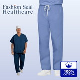 FASHION SEAL Unisex 100% Cotton Reversible Drawcord Scrub Pants — thumbnail 1